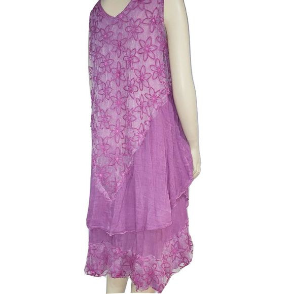 Park Moda Lagenlook Dress Asymmetric Floral Purple - Picture 4 of 12